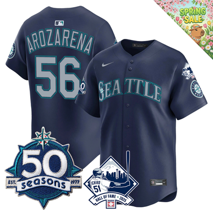 SEA 50 Seasons & Ichiro Number Retirement Patch Limited Jersey - All Stitched