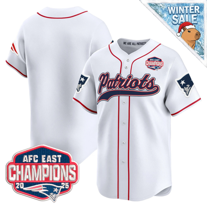 NE 2025 AFC East Champions Patch Vapor Baseball Jersey - All Stitched