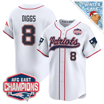 NE 2025 AFC East Champions Patch Vapor Baseball Jersey - All Stitched