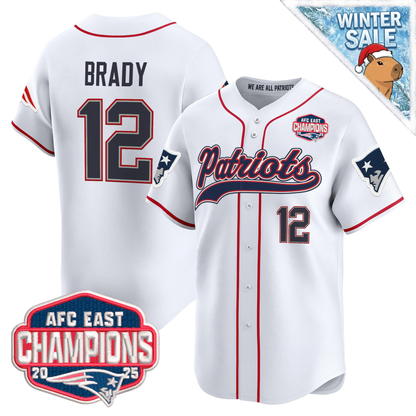 NE 2025 AFC East Champions Patch Vapor Baseball Jersey - All Stitched
