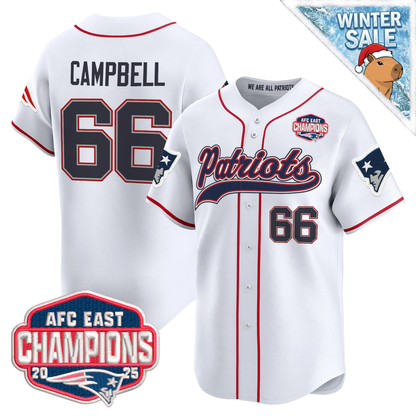 NE 2025 AFC East Champions Patch Vapor Baseball Jersey - All Stitched