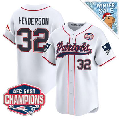NE 2025 AFC East Champions Patch Vapor Baseball Jersey - All Stitched
