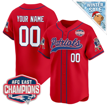 NE 2025 AFC East Champions Patch Vapor Baseball Jersey - All Stitched