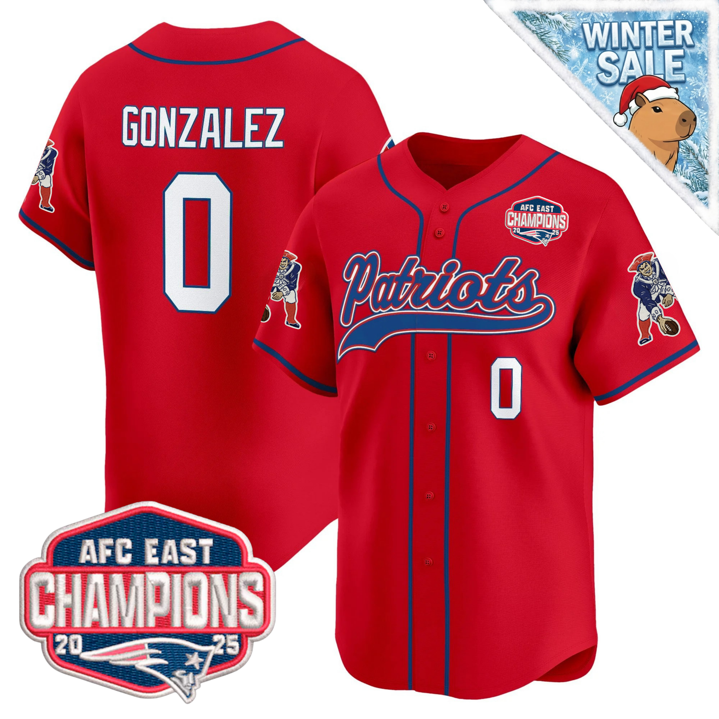 NE 2025 AFC East Champions Patch Vapor Baseball Jersey - All Stitched