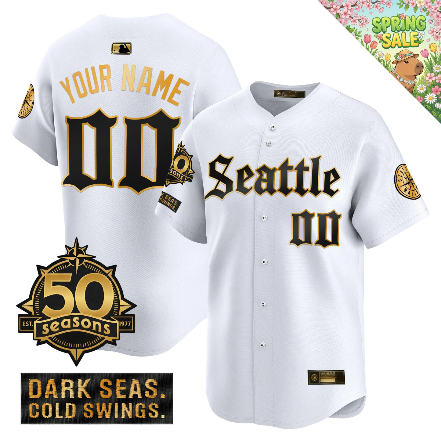 CUSTOM SEA 2026 Vapor Limited Gold Jersey - 50th Anniversary Patch - All Stitched