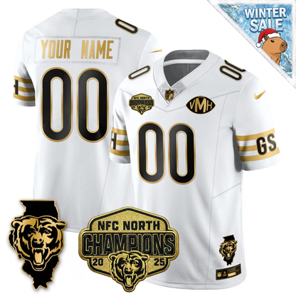 Custom CHI NFC North Champions Patch Vapor Limited Gold Jersey - All Stitched