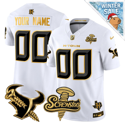 Custom HOU 2026 DJ Screw Vapor Limited Gold Edition Jersey - All Stitched