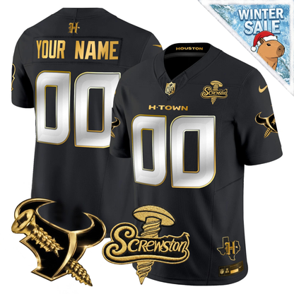Custom HOU 2026 DJ Screw Vapor Limited Gold Edition Jersey - All Stitched