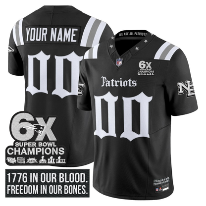 Custom NE ’Gothic Revolution Edition’ 6x Champions Patch Vapor Limited Jersey - All Stitched Black Rivalry