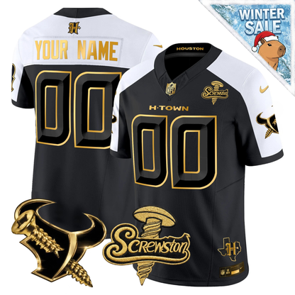 Custom HOU 2026 DJ Screw Vapor Limited Gold Edition Jersey - All Stitched