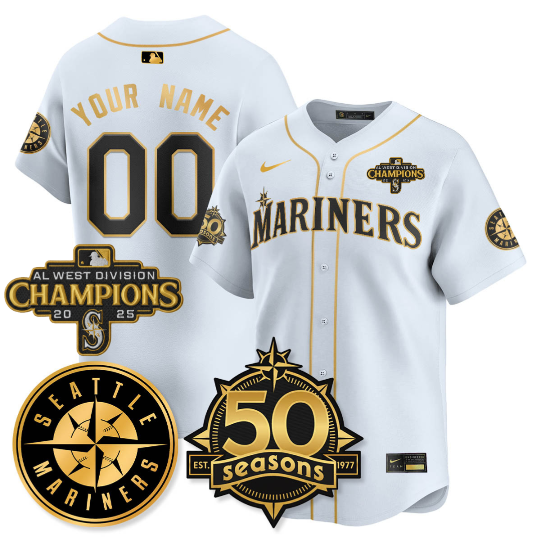 Custom SEA Vapor Premier Limited Jersey - 50th Anniversary & AL West Division Champions - All Stitched (Copy)