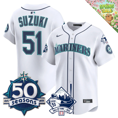 SEA 50 Seasons & Ichiro Number Retirement Patch Limited Jersey - All Stitched