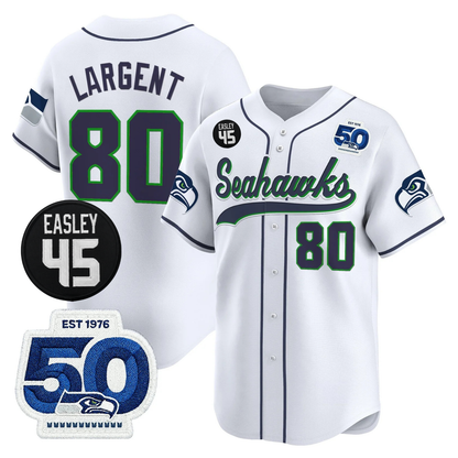 Seattle Seahawks 50th & Easley Tribute Patch Vapor Baseball Jersey - All Stitched