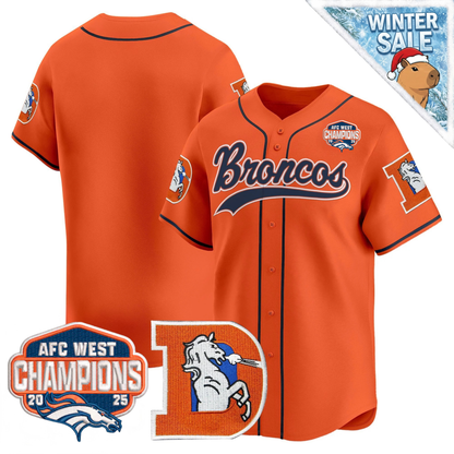 DEN AFC West Champions Patch Throwback Vapor Baseball Jersey - All Stitched