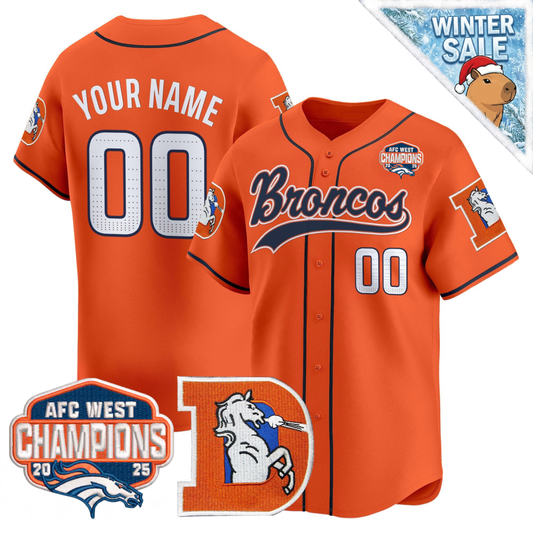 Custom DEN AFC West Champions Patch Throwback Vapor Baseball Jersey - All Stitched