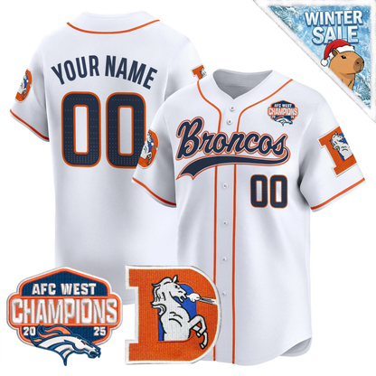 DEN AFC West Champions Patch Throwback Vapor Baseball Jersey - All Stitched