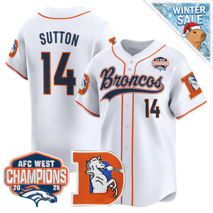 DEN AFC West Champions Patch Throwback Vapor Baseball Jersey - All Stitched