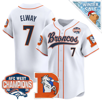 DEN AFC West Champions Patch Throwback Vapor Baseball Jersey - All Stitched