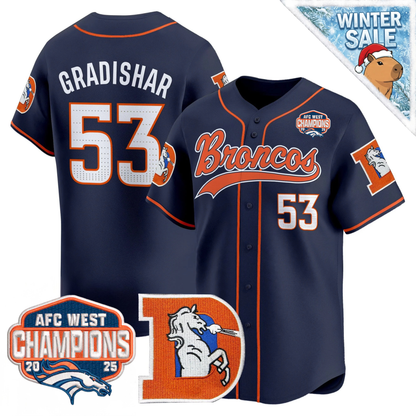 DEN AFC West Champions Patch Throwback Vapor Baseball Jersey - All Stitched