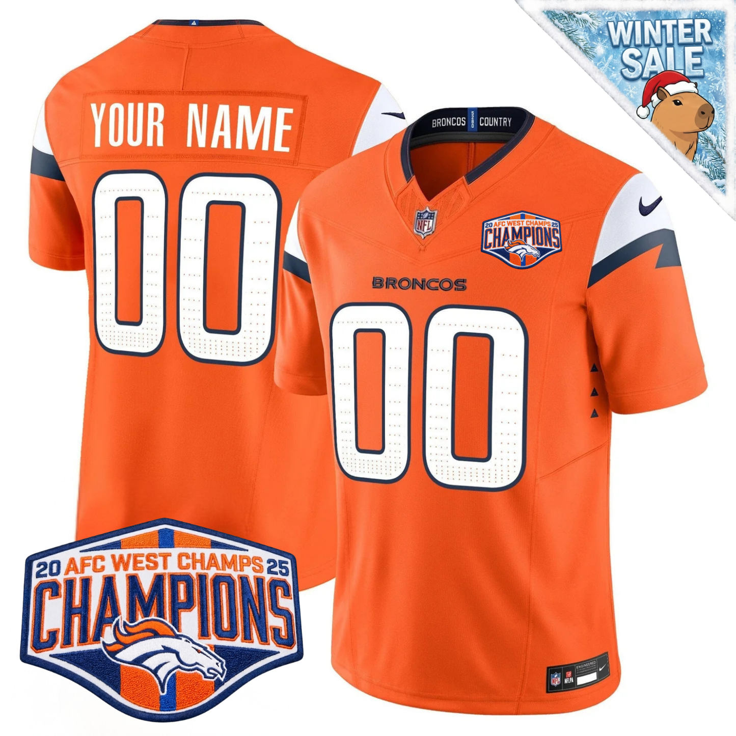 Custom DEN AFC West Champions Patch Vapor Limited Jersey - All Stitched