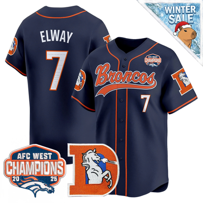 DEN AFC West Champions Patch Throwback Vapor Baseball Jersey - All Stitched