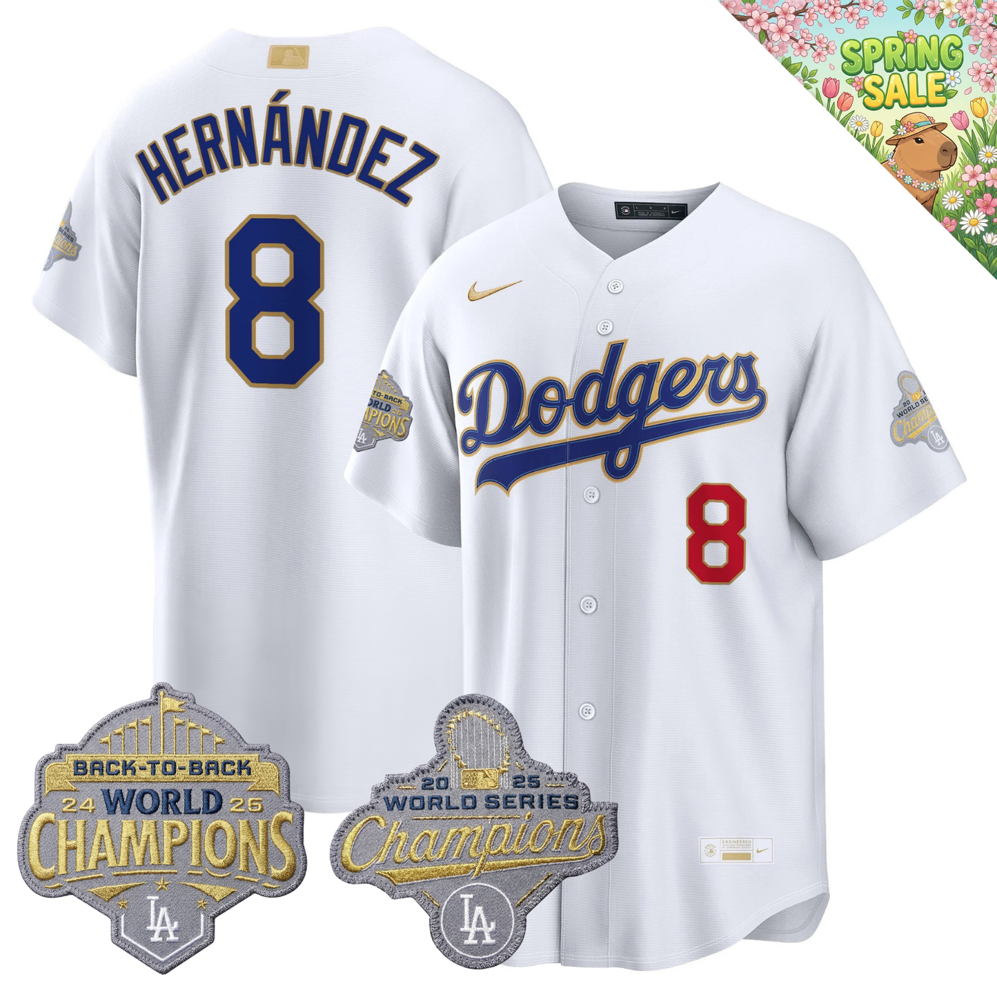 LAD "Gold Collection" Premier Limited Jersey - Back To Back World Series Champions Patch - All Stitched
