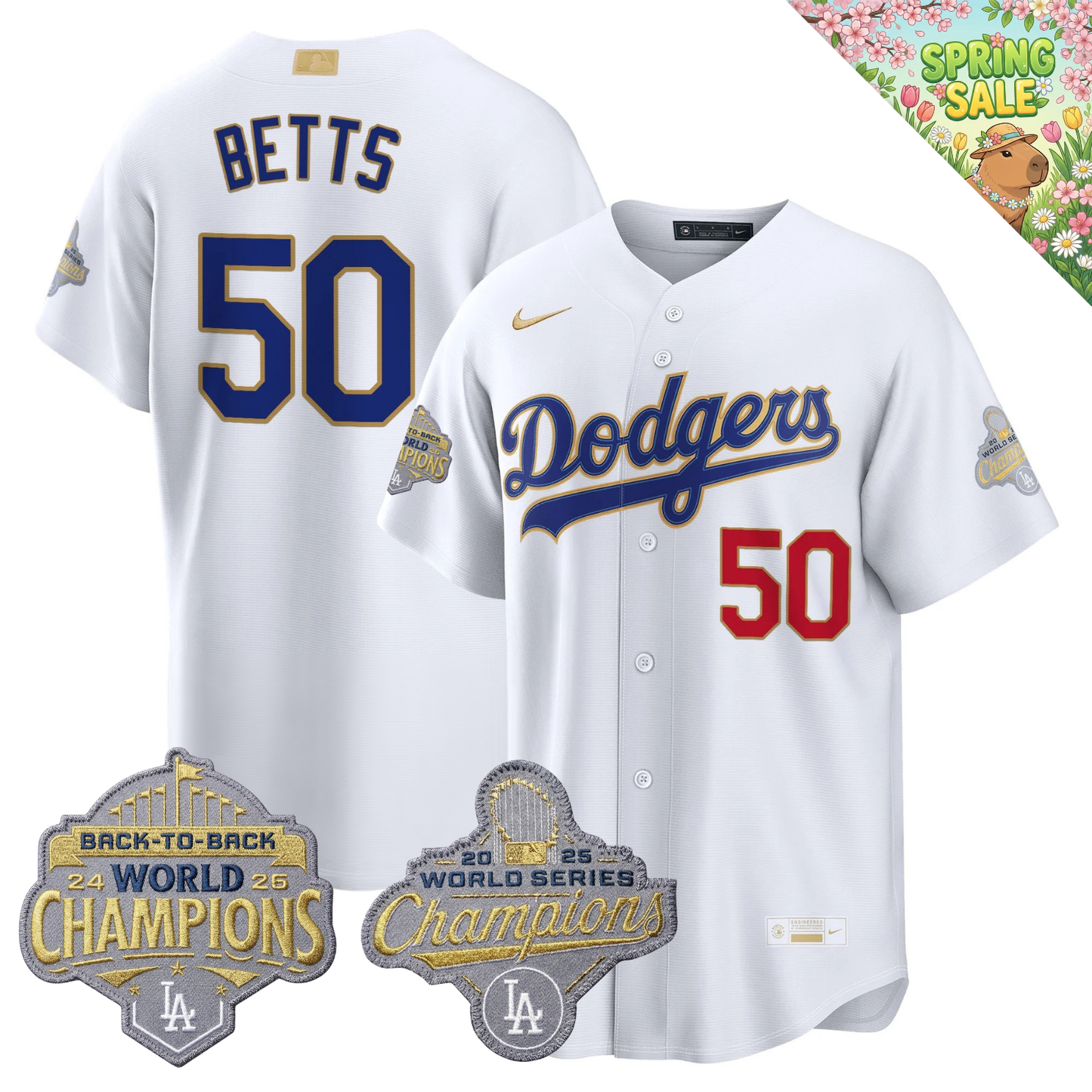 LAD "Gold Collection" Premier Limited Jersey - Back To Back World Series Champions Patch - All Stitched
