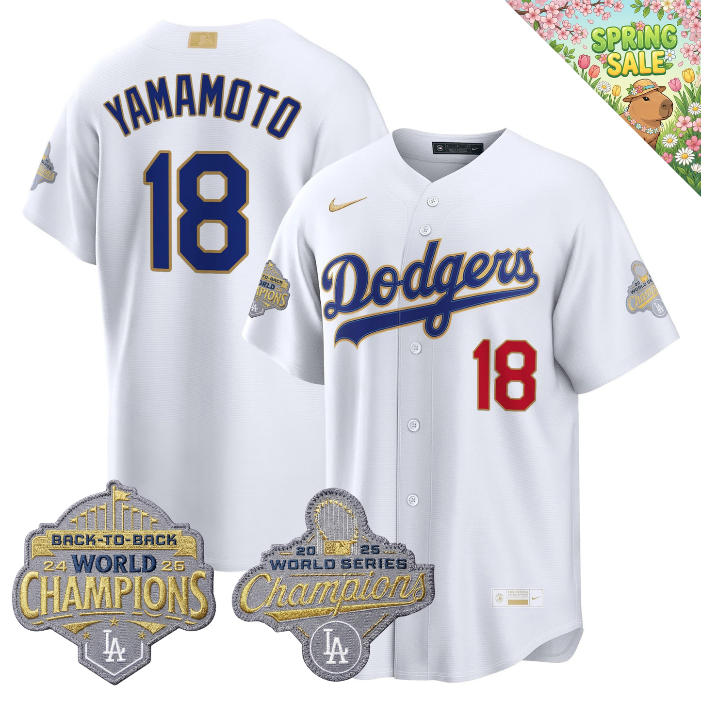 LAD "Gold Collection" Premier Limited Jersey - Back To Back World Series Champions Patch - All Stitched