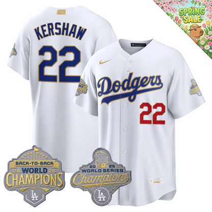 LAD "Gold Collection" Premier Limited Jersey - Back To Back World Series Champions Patch - All Stitched