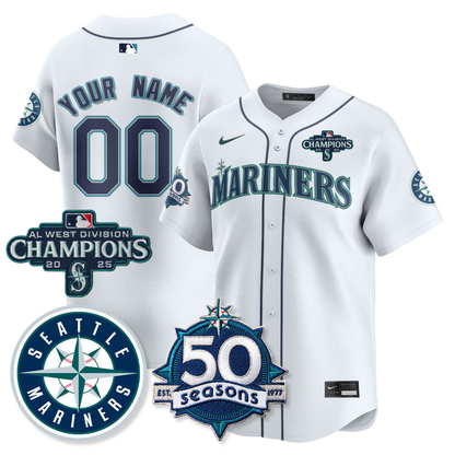 Custom SEA Vapor Premier Limited Jersey - 50th Anniversary & AL West Division Champions - All Stitched (Copy)