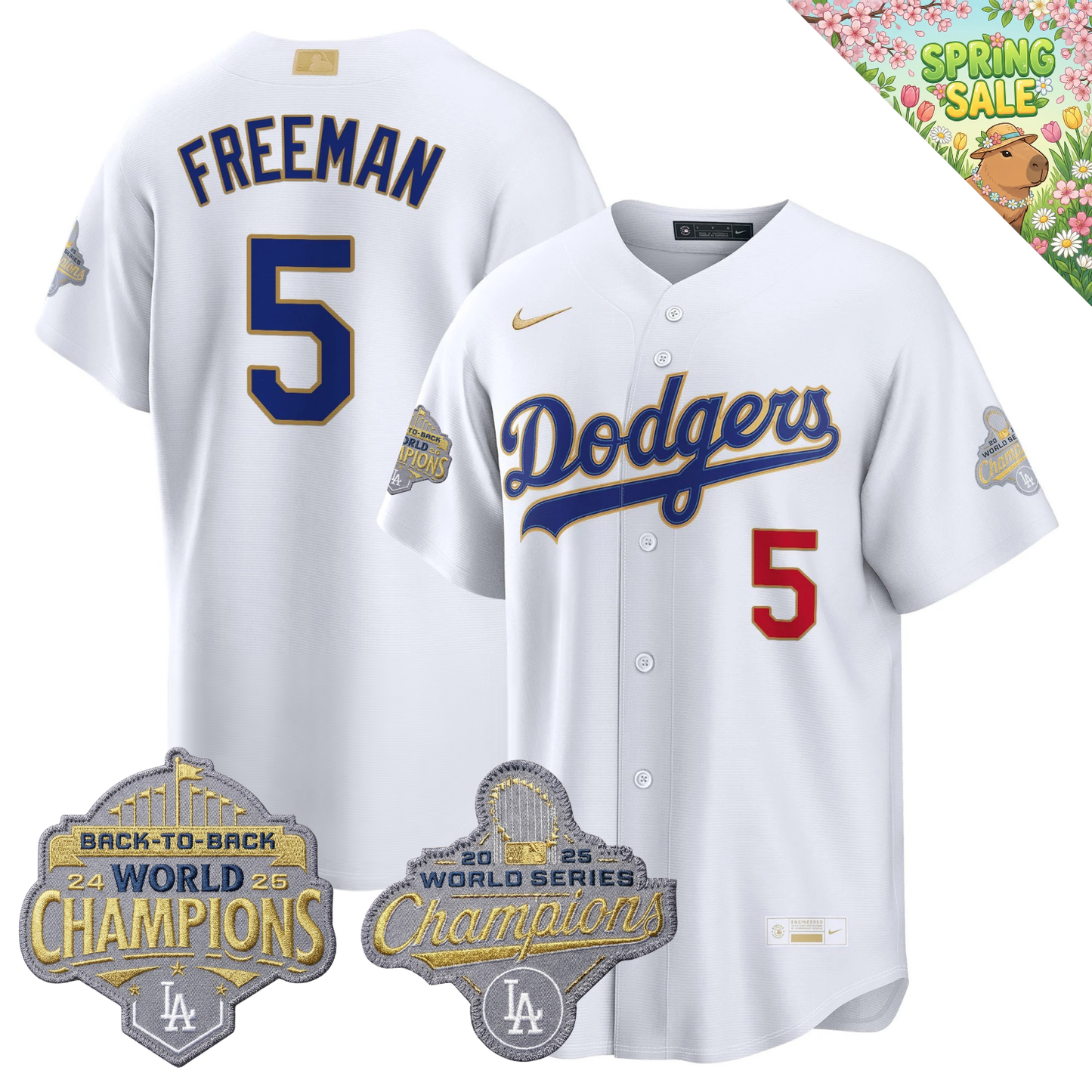 LAD "Gold Collection" Premier Limited Jersey - Back To Back World Series Champions Patch - All Stitched