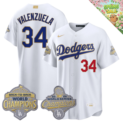 LAD "Gold Collection" Premier Limited Jersey - Back To Back World Series Champions Patch - All Stitched