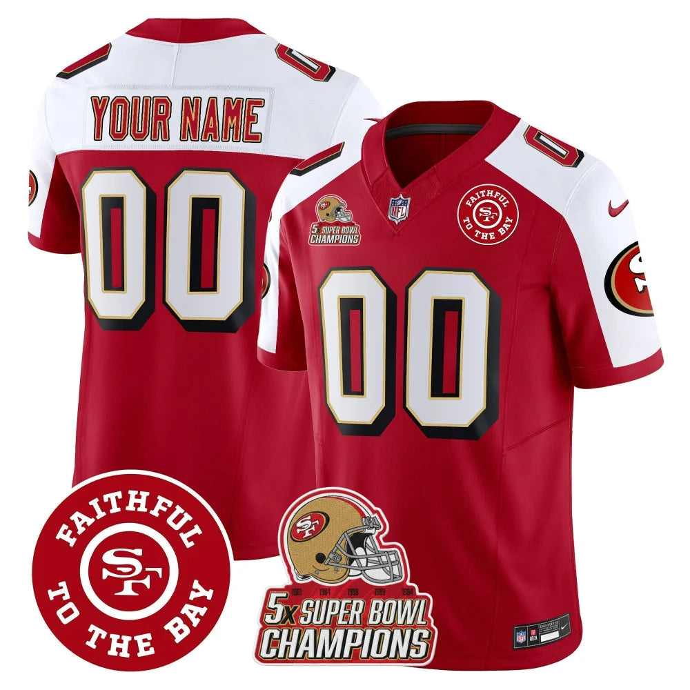 49ers Throwback Faithful To The Bay Patch Vapor Limited Custom Jersey - All Stitched Alternate