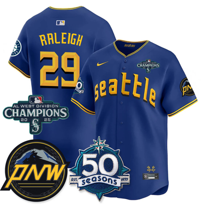 SEA Limited City Connect Jersey - 50th Anniversary & AL West Division Champions Patch - All Stitched