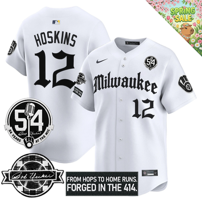 MIL Bob Uecker "54 Years At The Mic" Patch Limited Gothic Jersey - All Stitched