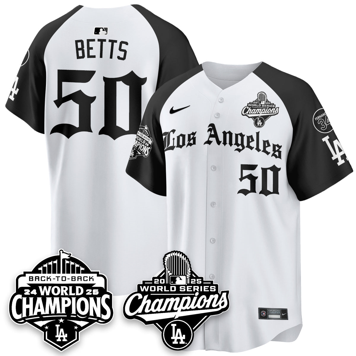 LAD 2025 World Series Champions Vapor Premier Limited Jersey - LA Gothic Edition - All Stitched