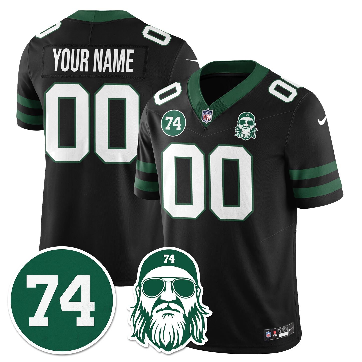 Custom NYJ Vapor Limited Jersey - Nick Mangold Patch - All Stitched