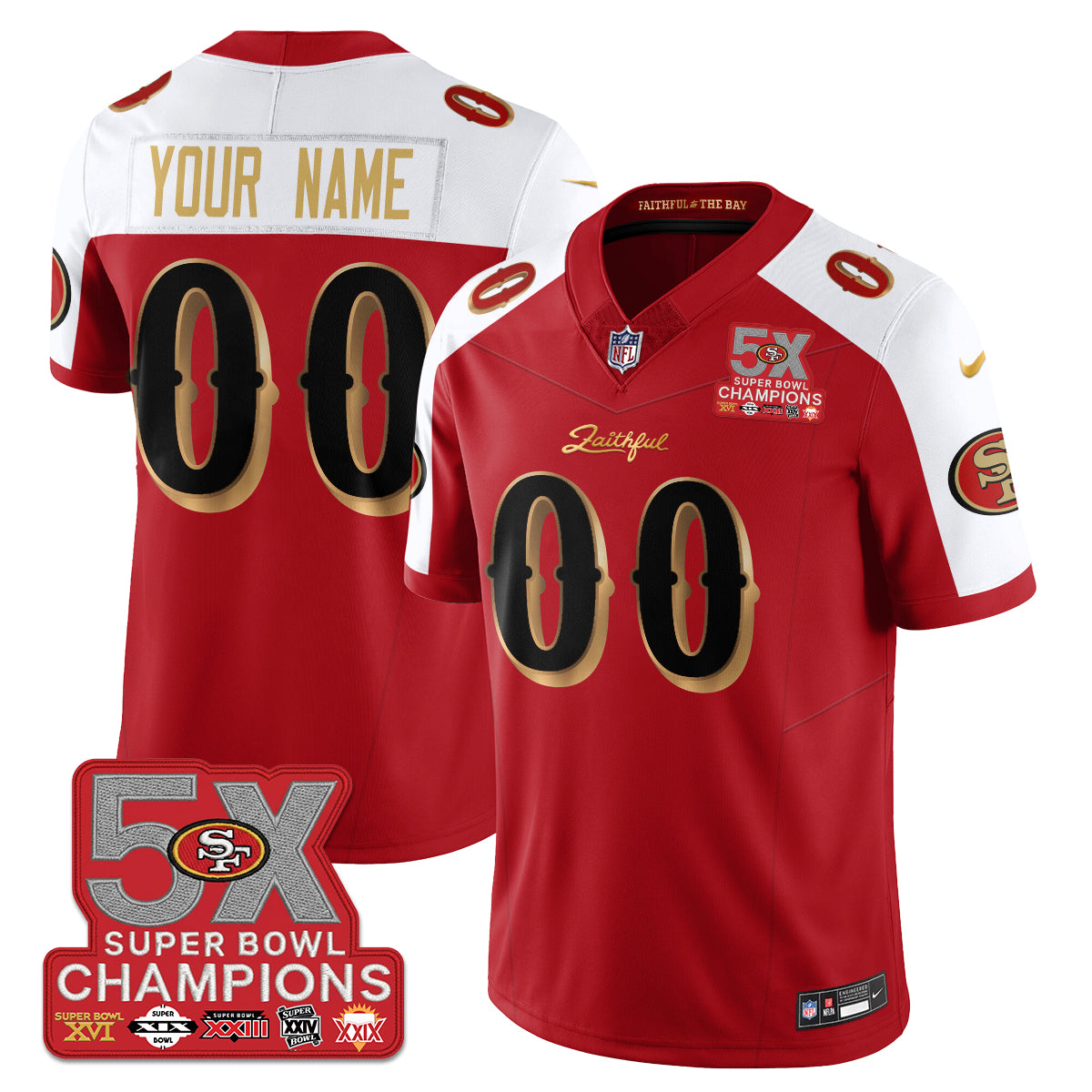 Custom SF Rivalries 5-Time Champions Patch Vapor Limited Jersey - All Stitched