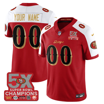 Custom SF Rivalries 5-Time Champions Patch Vapor Limited Jersey - All Stitched