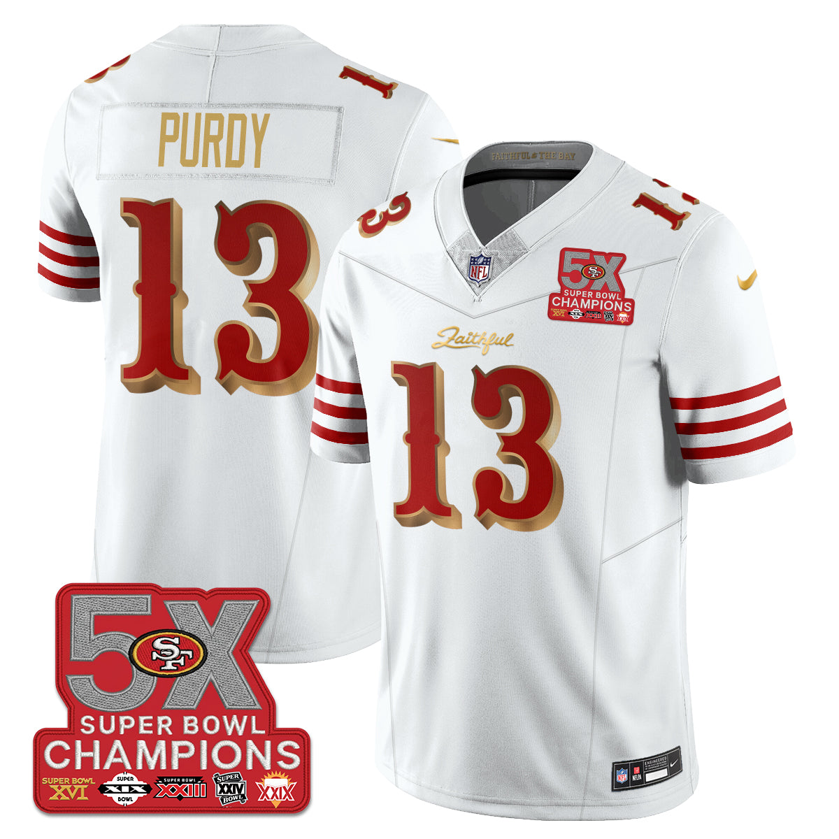 SF Rivalries 5-Time Champions Patch Vapor Limited Jersey - All Stitched