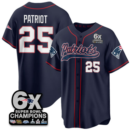 NE 6-Time Champions Patch Vapor Baseball Jersey - All Stitched