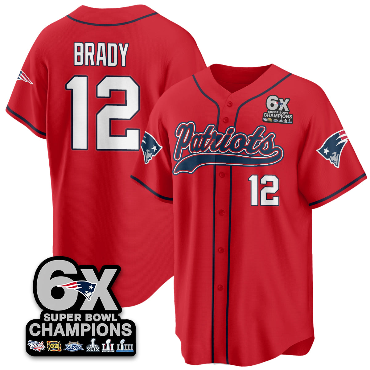NE 6-Time Champions Patch Vapor Baseball Jersey - All Stitched