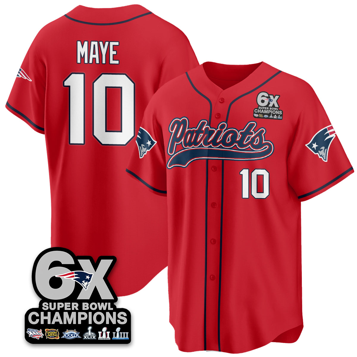 NE 6-Time Champions Patch Vapor Baseball Jersey - All Stitched