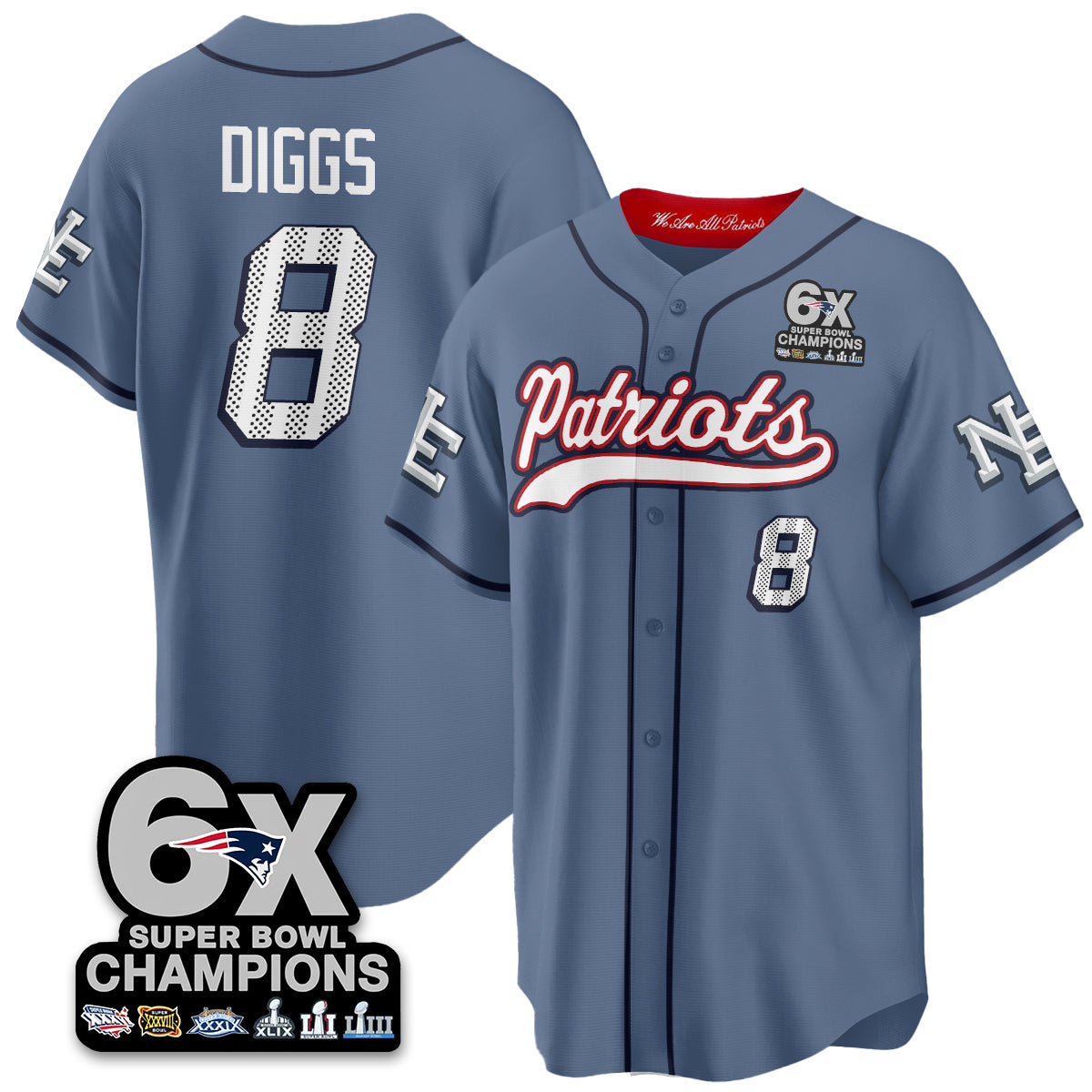 NE 6-Time Champions Patch Vapor Baseball Jersey - All Stitched