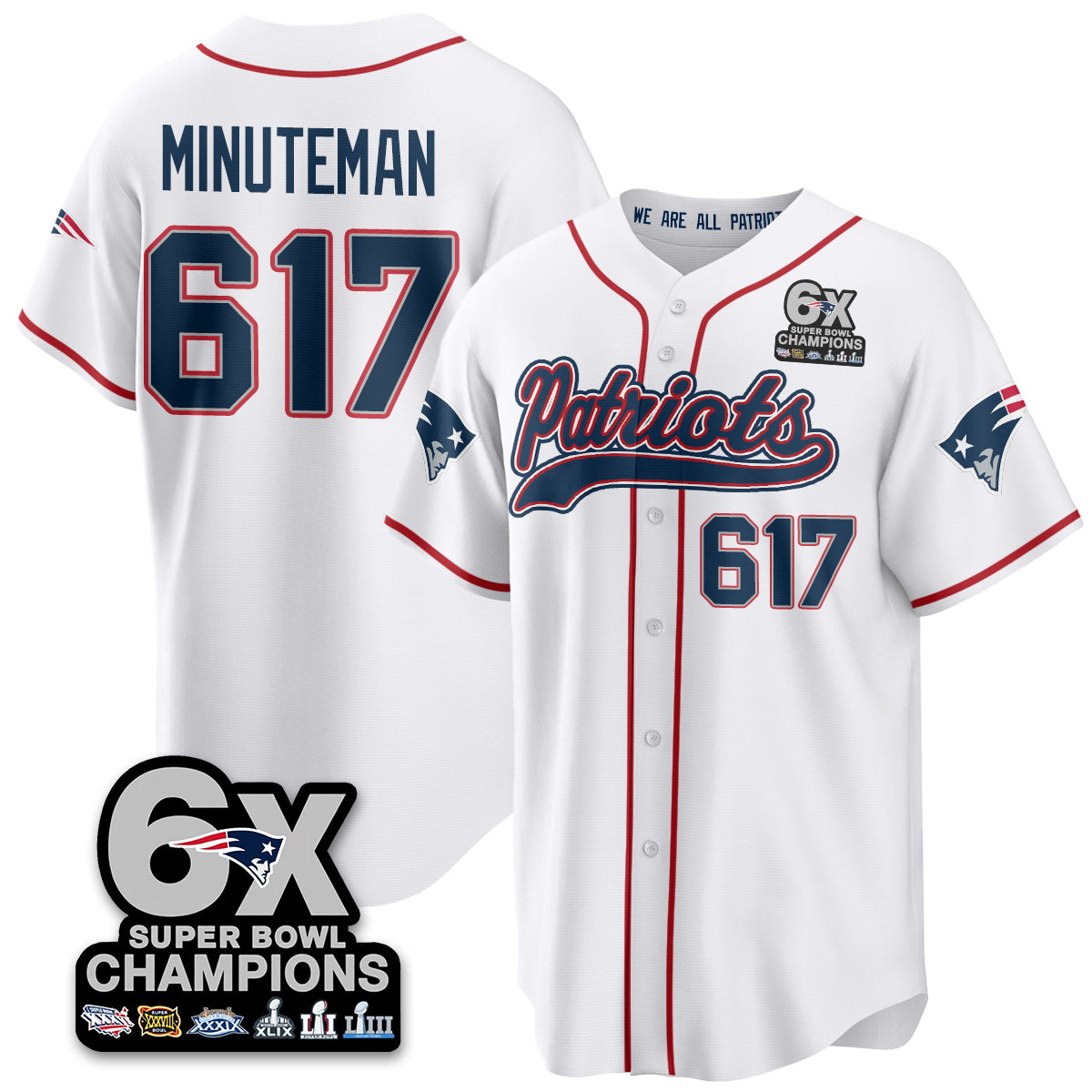 NE 6-Time Champions Patch Vapor Baseball Jersey - All Stitched