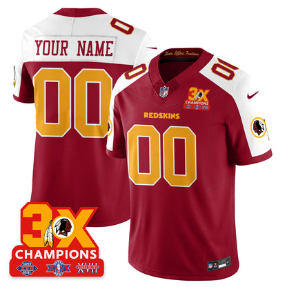 Custom WAS 3-Time Champions Patch Vapor Limited Throwback Jersey - All Stitched