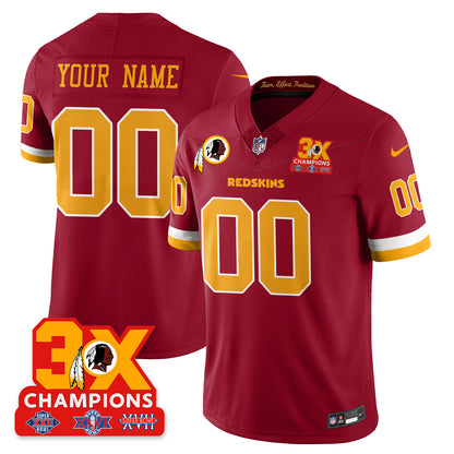 Custom WAS 3-Time Champions Patch Vapor Limited Throwback Jersey - All Stitched