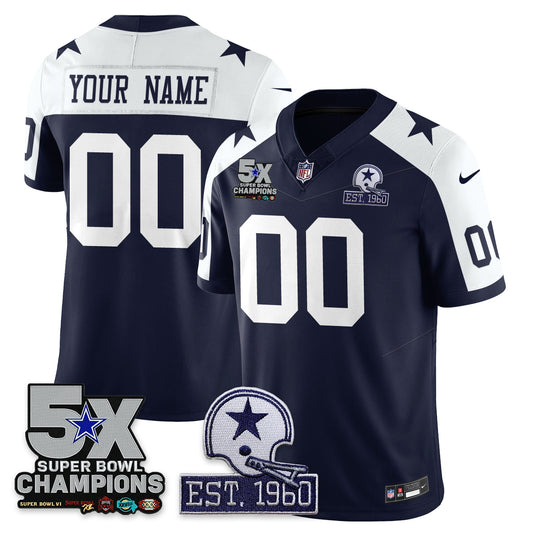 DAL 5-Time Champions Patch Vapor Limited Custom Jersey - All Stitched