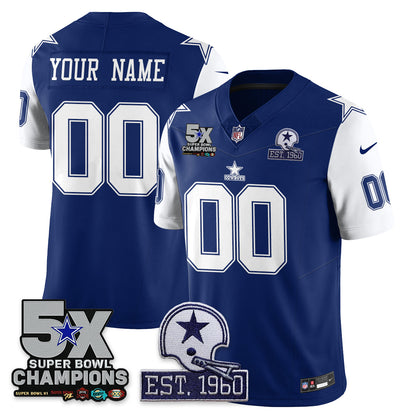 DAL 5-Time Champions Patch Vapor Limited Custom Jersey - All Stitched