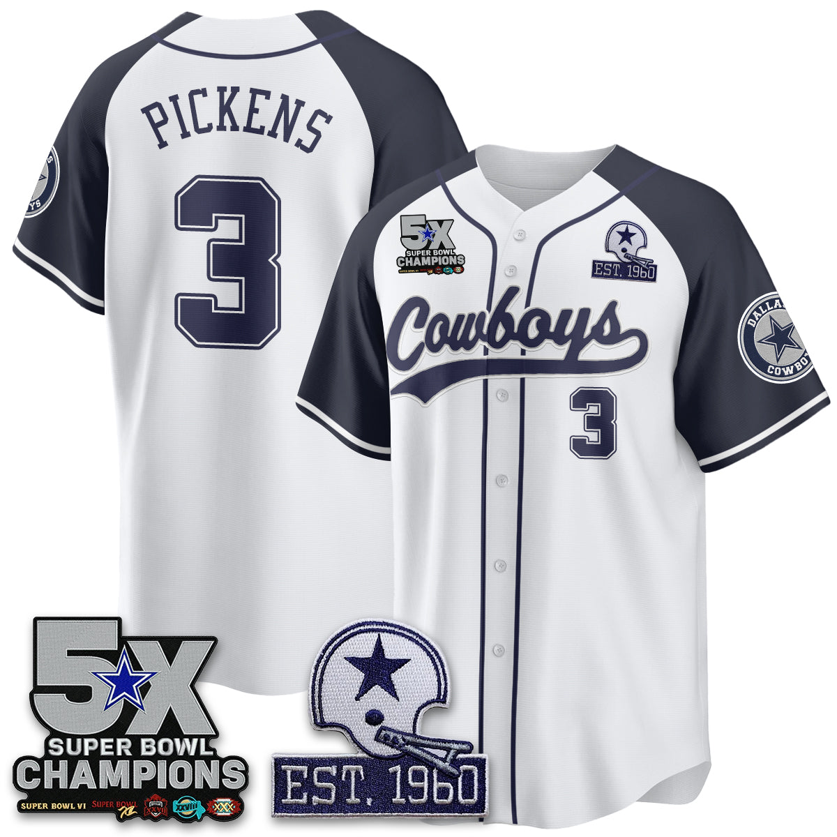 DAL 5-Time Champions Patch Limited Baseball Jersey - All Stitched